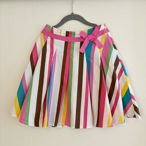 Mini Boden - Girls size 5/6T, pleated colorful skirt with ribbon bow trim detail